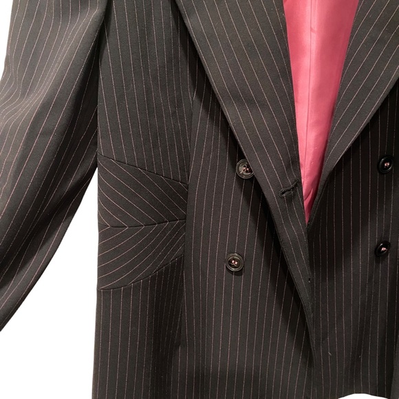 Liz Claiborne Suits Black Pink Pinstripe Blazer Suit Jacket - Picture 4 of 11